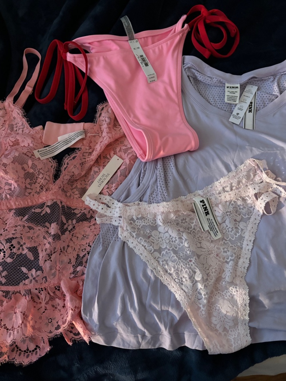 PINK Victoria's Secret Mix of Pink & Lavender Lace Intimates